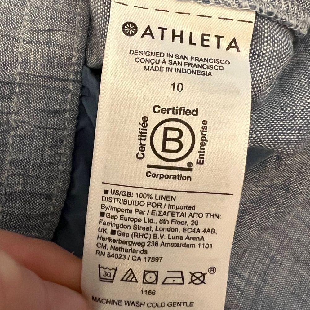 Athleta Womens Retreat Linen Jogger Chambray Blue Size 10  High Rise EUC - Picture 6 of 7